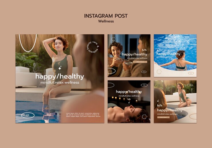 PSD gratuito publicaciones de instagram de concepto de bienestar