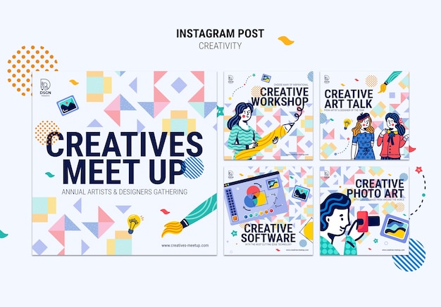 PSD gratuito publicaciones de instagram de concepto de creatividad