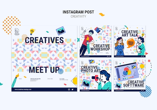 Publicaciones de instagram de concepto de creatividad