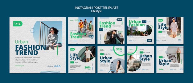 Publicaciones de instagram de concepto de estilo de vida