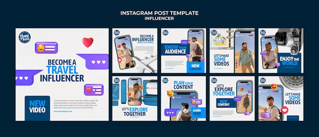 Publicaciones de instagram de concepto de influencer