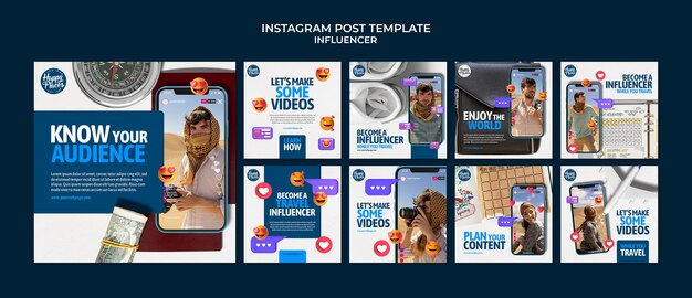 Publicaciones de instagram de concepto de influencer