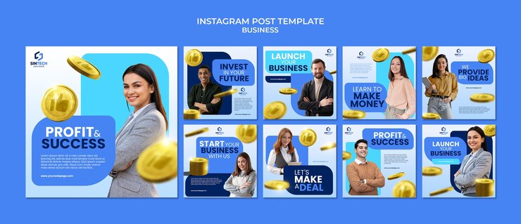 PSD gratuito publicaciones de instagram de concepto de negocio