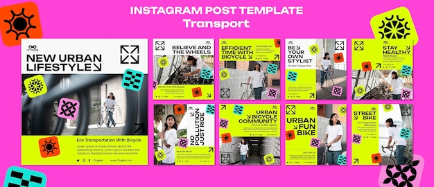 PSD gratuito publicaciones de instagram de concepto de transporte