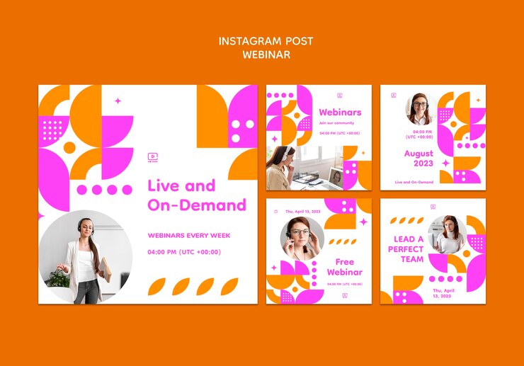 PSD gratuito publicaciones de instagram de conferencias de seminarios web