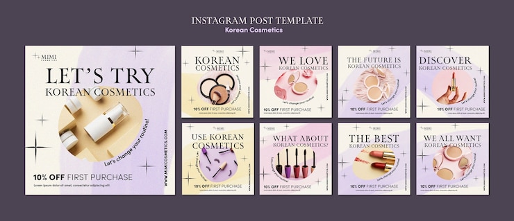 PSD gratuito publicaciones de instagram de cosméticos coreanos.