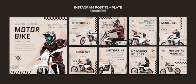 PSD gratuito publicaciones de instagram de deportes extremos en moto