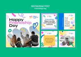 PSD gratuito publicaciones de instagram del día de la amistad de diseño plano