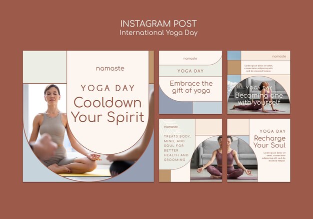 PSD gratuito publicaciones de instagram del día internacional del yoga