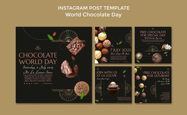 PSD gratuito publicaciones de instagram del día mundial del chocolate