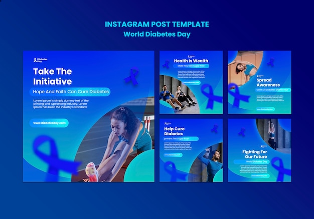 PSD gratuito publicaciones de instagram del día mundial de la diabetes