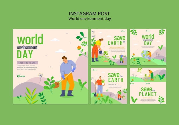PSD gratuito publicaciones de instagram del día mundial del medio ambiente