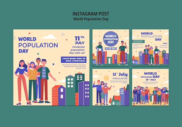 PSD gratuito publicaciones de instagram del día mundial de la población