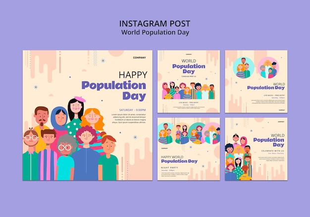 PSD gratuito publicaciones de instagram del día mundial de la población