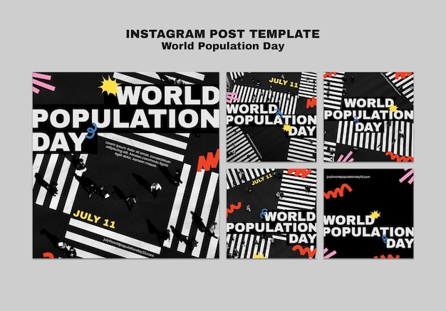 PSD gratuito publicaciones de instagram del día mundial de la población