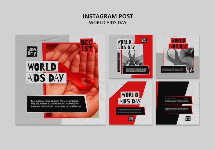 PSD gratuito publicaciones de instagram del día mundial del sida