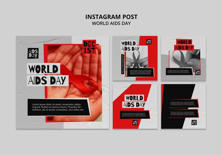 PSD gratuito publicaciones de instagram del día mundial del sida