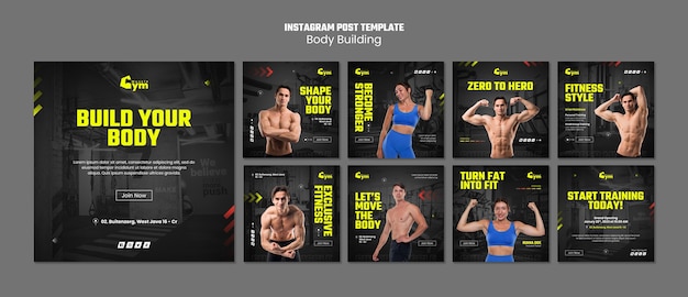 Publicaciones de instagram de entrenamiento de culturismo
