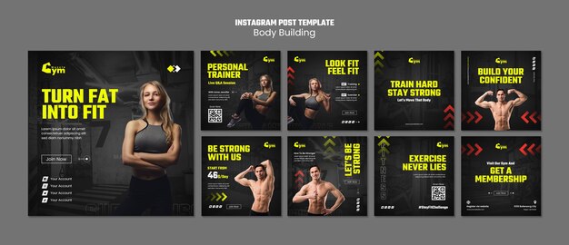 Publicaciones de instagram de entrenamiento de culturismo