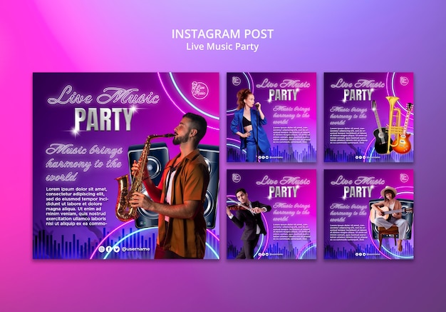 Publicaciones de instagram de entretenimiento de fiesta