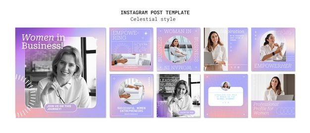 PSD gratuito publicaciones de instagram de estilo celestial degradado.