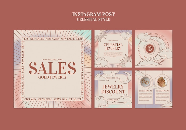 PSD gratuito publicaciones de instagram de estilo celestial