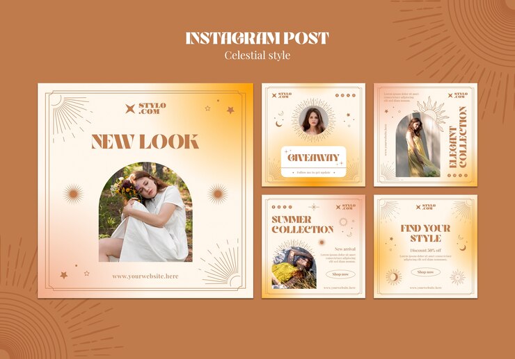 PSD gratuito publicaciones de instagram de estilo celestial