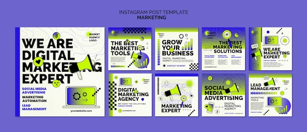 PSD gratuito publicaciones de instagram de estrategia de marketing