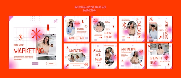 PSD gratuito publicaciones de instagram de estrategia de marketing