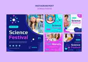 PSD gratuito publicaciones de instagram del festival de ciencia