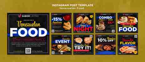 PSD gratuito publicaciones de instagram de festival de comida de diseño plano