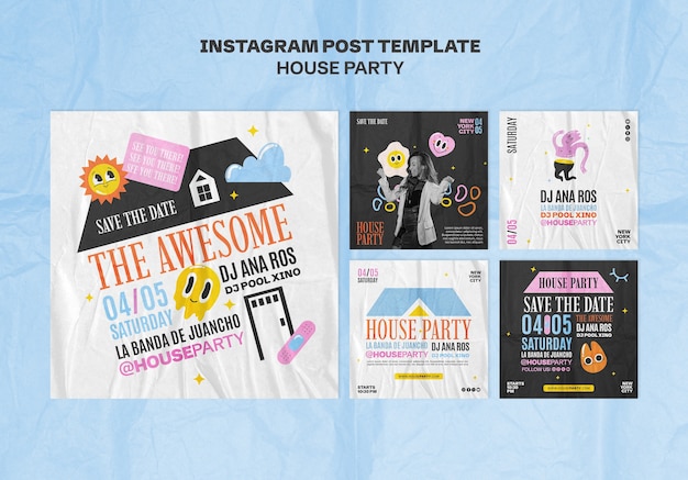 PSD gratuito las publicaciones de instagram de la fiesta de la casa