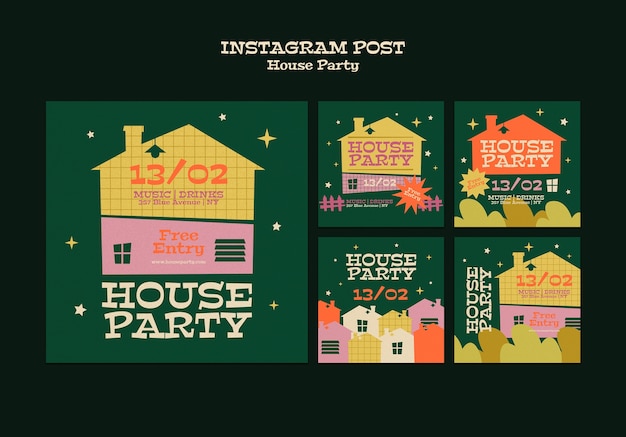 PSD gratuito las publicaciones de instagram de la fiesta de la casa