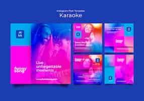 PSD gratuito publicaciones de instagram de fiesta de karaoke degradado