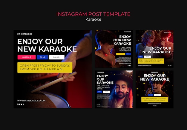 PSD gratuito publicaciones de instagram de fiesta de karaoke