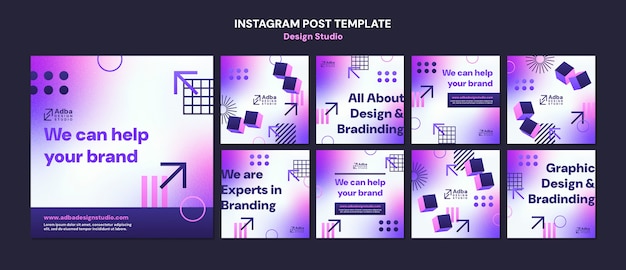 PSD gratuito las publicaciones de instagram de gradient design studio