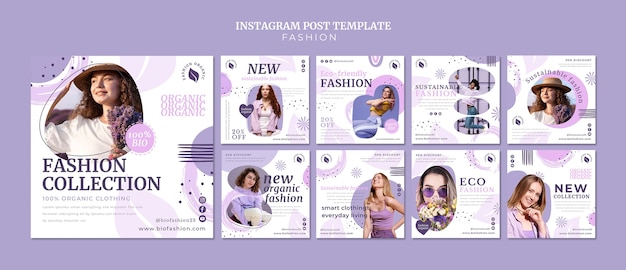 Publicaciones de instagram de lavanda digital de diseño plano