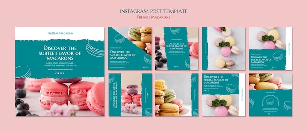 Publicaciones de instagram de macarons franceses dibujados a mano