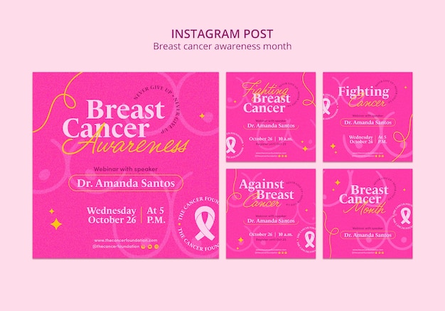 Publicaciones de instagram del mes de concientización sobre el cáncer de mama
