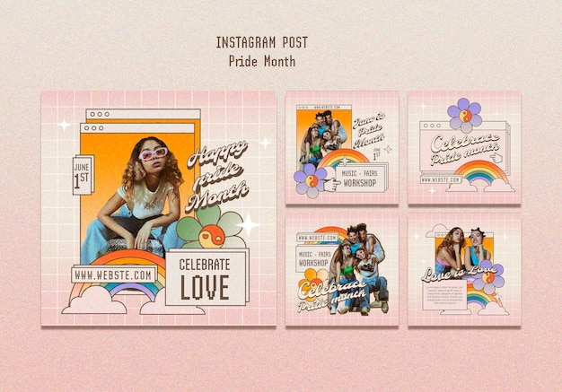Publicaciones de instagram del mes del orgullo dibujadas a mano