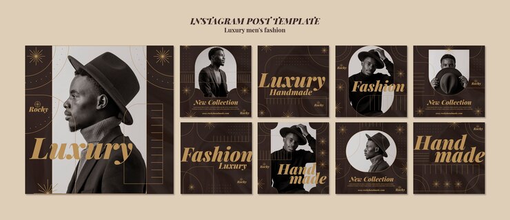 PSD gratuito publicaciones de instagram de moda masculina de lujo.
