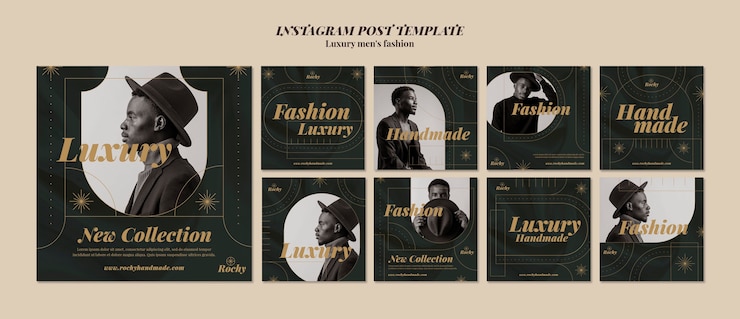 PSD gratuito publicaciones de instagram de moda masculina de lujo.