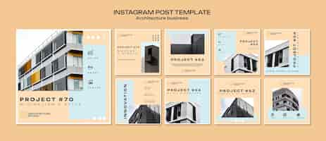 PSD gratuito publicaciones de instagram de negocios de arquitectura mínima