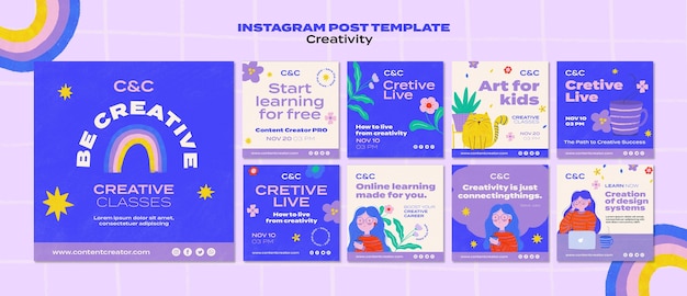 PSD gratuito publicaciones de instagram de negocios creativos