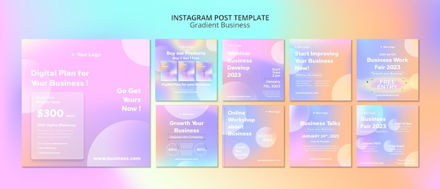 Publicaciones de instagram de negocios de degradado degradado