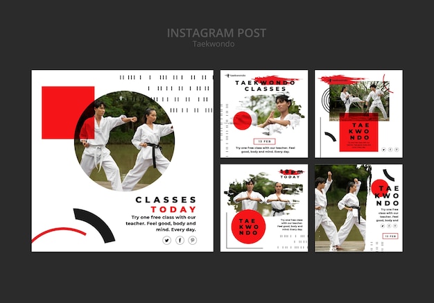 PSD gratuito publicaciones de instagram de práctica de taekwondo