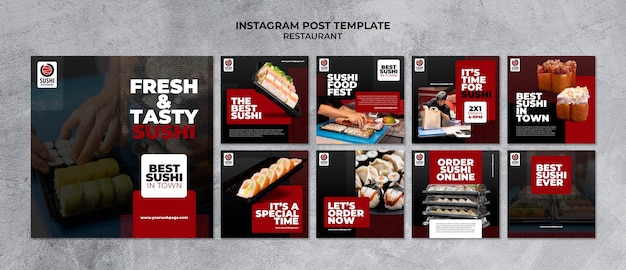 PSD gratuito publicaciones de instagram de restaurante de comida deliciosa