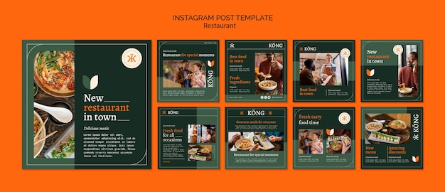 PSD gratuito publicaciones de instagram de restaurante de comida deliciosa