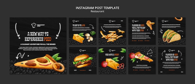 PSD gratuito publicaciones de instagram de restaurante de comida deliciosa