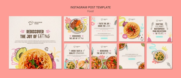 PSD gratuito publicaciones de instagram de restaurante de comida deliciosa